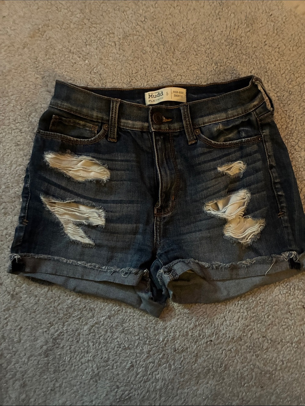 Mudd Dark Blue Distressed Denim Jean Shorts